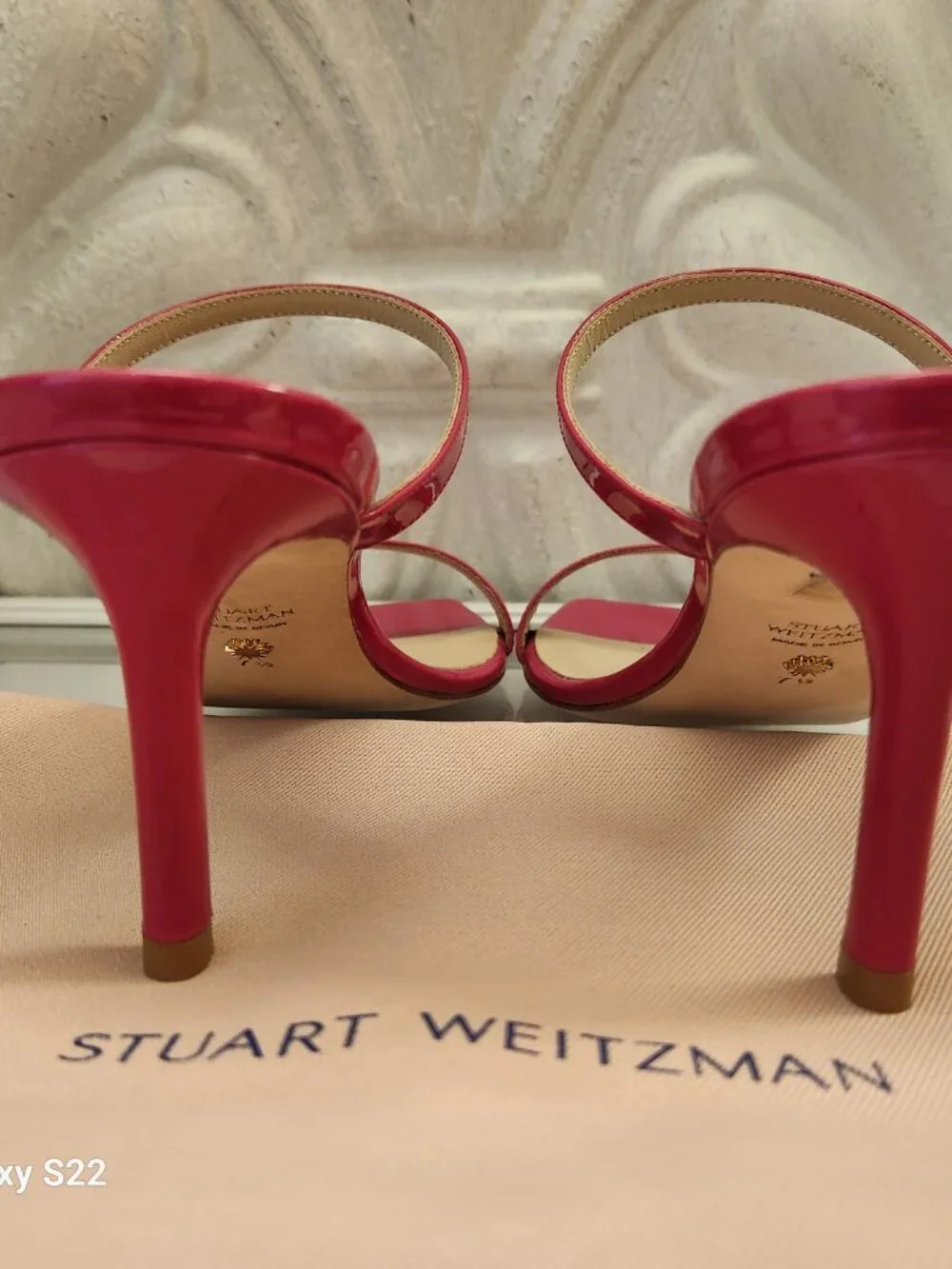 Stuart Weitzman Aleena 75 Pink Patent Leather Heel Sandals. NIB. Size 7.5 - Picture 7 of 11